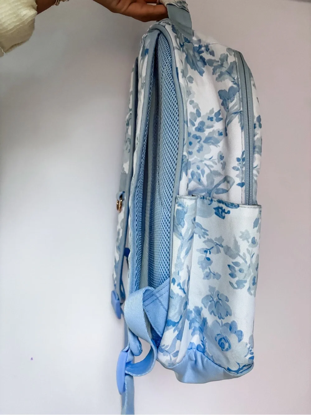 LoveShackFancy Light Blue and White Floral Kids Backpack